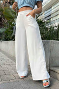 Pantalon chalis crudo blanco DF06079 para mujer Dyaboo