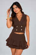 Set Falda Corta DF14327 para mujer dyaboo cafe oscuro