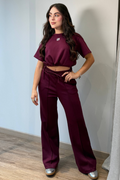 Set Pantalón DF14243 para mujer dyaboo vinotinto