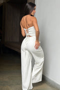 Set Pantalón DF14269 para mujer dyaboo crudo/blanco