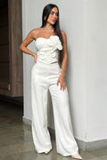 Set Pantalón DF14269 para mujer dyaboo crudo/blanco