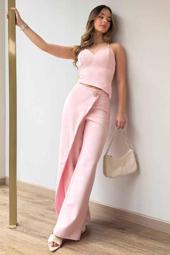 Set Pantalón DF14277 para mujer dyaboo rosado