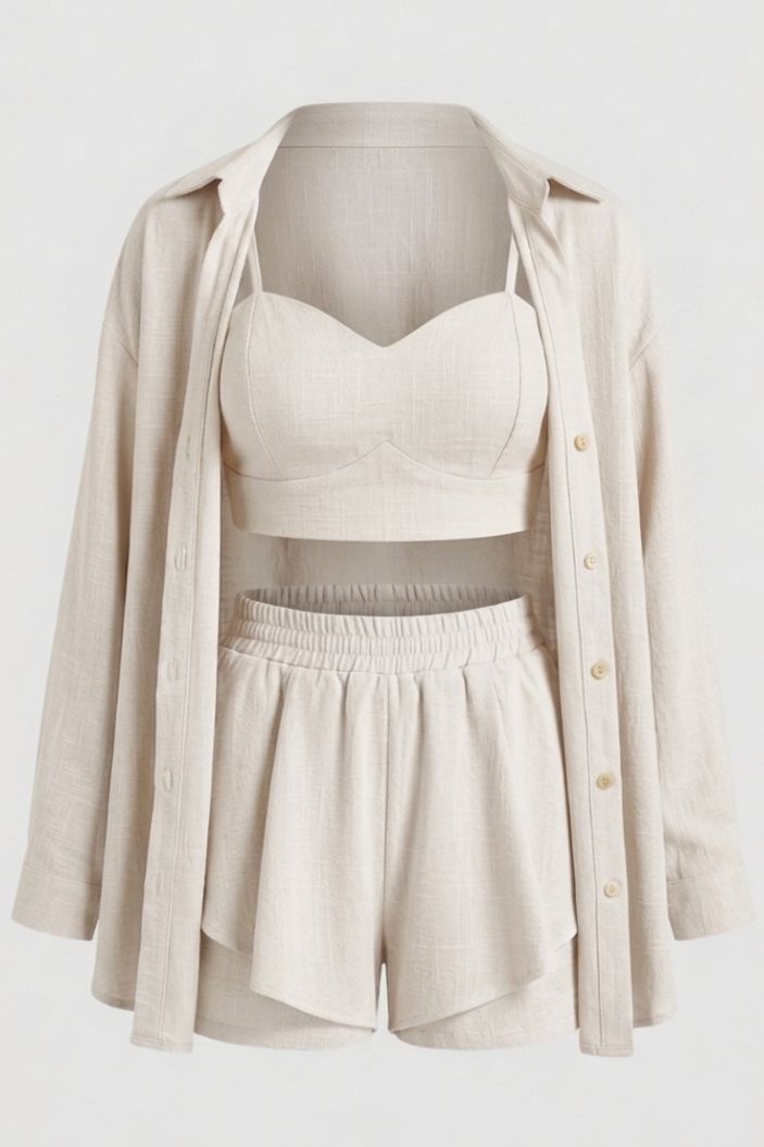 Set Short DF14242 para mujer dyaboo beige