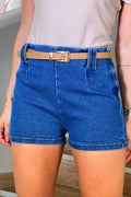 Short DF08141 para mujer con correa elaborado en indigo dyaboo en color azul 1