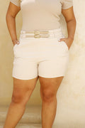 Short Plus con correa para mujer dyaboo DP08004 crudo blanco