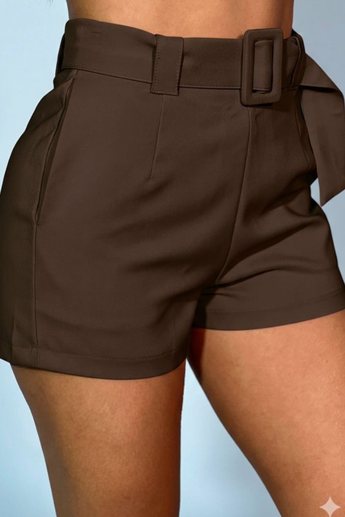 Short con cinturon para mujer 9870013 dyaboo cafe oscuro