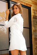 Vestido Corto DF09113 elaborado en chalis para mujer dyaboo crudo/blanco 1