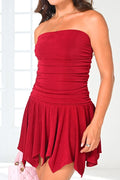 Vestido Corto Strapless DF09183 para mujer dyaboo vinotinto 
