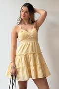 Vestido Corto Tiras DF09166 para mujer dyaboo amarillo