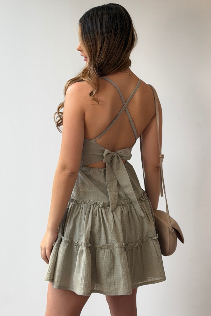 Vestido Corto Tiras DF09166 para mujer dyaboo verde oliva