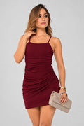 Vestido Corto Tiras DF09186 para mujer dyaboo  vinotinto