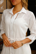 Vestido DF09114 camisero silueta semiajustada para mujer elaborado en chalis dyaboo crudo 1