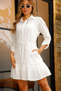 Vestido DF09114 camisero silueta semiajustada para mujer elaborado en chalis dyaboo crudo 2