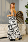 Vestido DF10059 estampado largo con tiras  para mujer, elaborado en chalis dyaboo negro 1