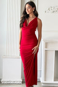 Vestido Largo DF10110 para mujer dyaboor rojo