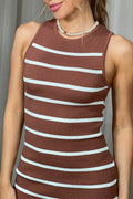 Vestido TF10057 midi rayas con silueta ajustada para mujer elaborado en tejido dyaboo color cafe 4