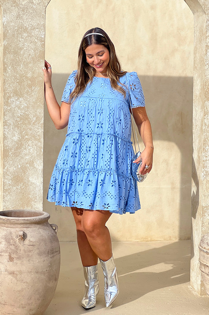 Vestido corto para mujer DF09089 dyaboo azul 1