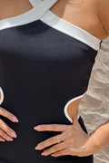Vestido largo cut out para mujer dyaboo negro DF10040 1