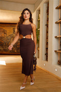 Vestidos DF10080 para mujer dyaboo café