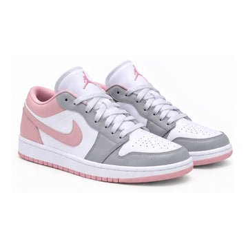 Tenis 1026-036 blanco gris rosa, vista tres cuartos