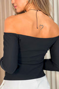 blusa camisa cuello banedeja rib dyaboo negro DF02180