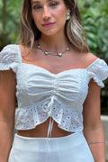 blusa corta camisa ojalillo crudo blanco dyaboo DF01503