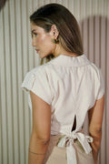 blusa corta lino beige dyaboo DF01479