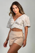blusa corta ojalillo lino beige dyaboo DF01492