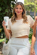 blusa corta tejida beige dyaboo DF014892
