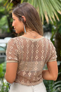 blusa corta tejida camel cafe dyaboo DF01494