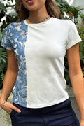 camiseta diseño asimétrico Df03066 para mujer dyaboo color crudo 2
