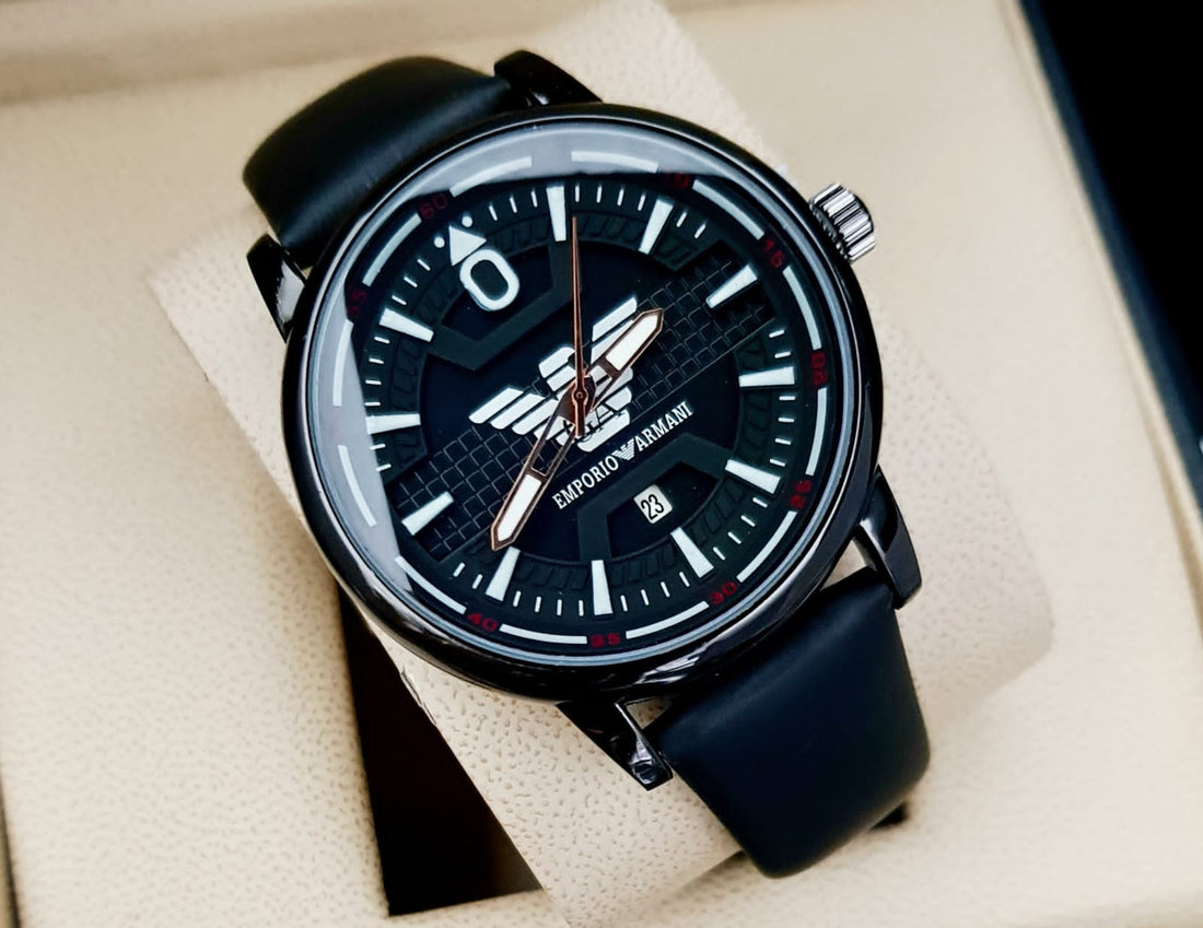 RELOJ ARMANI HOMBRE CUERO NEGRO